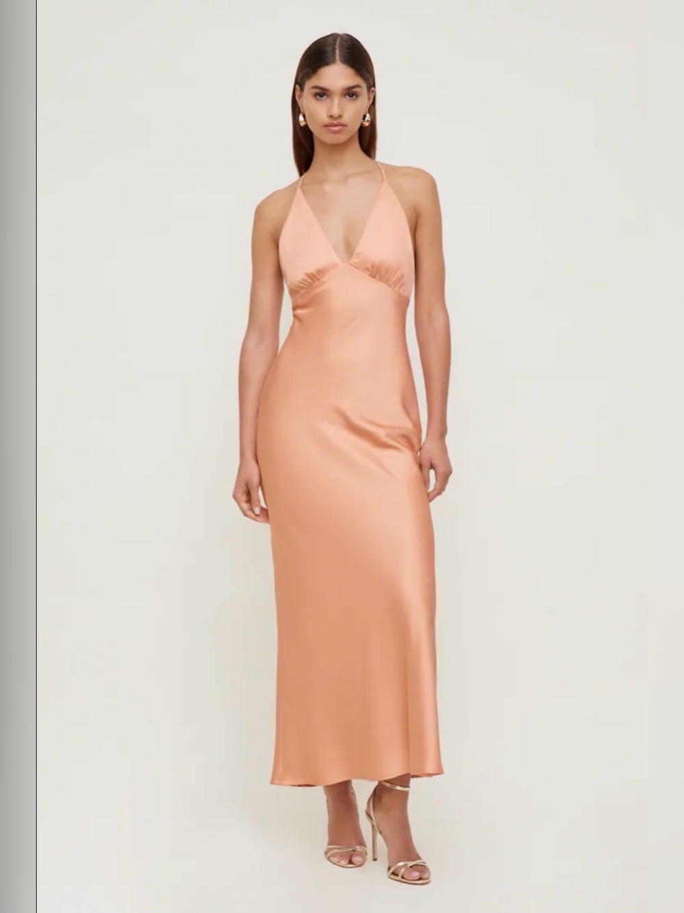 NWT - Satin Halter Slip Dress in Peach